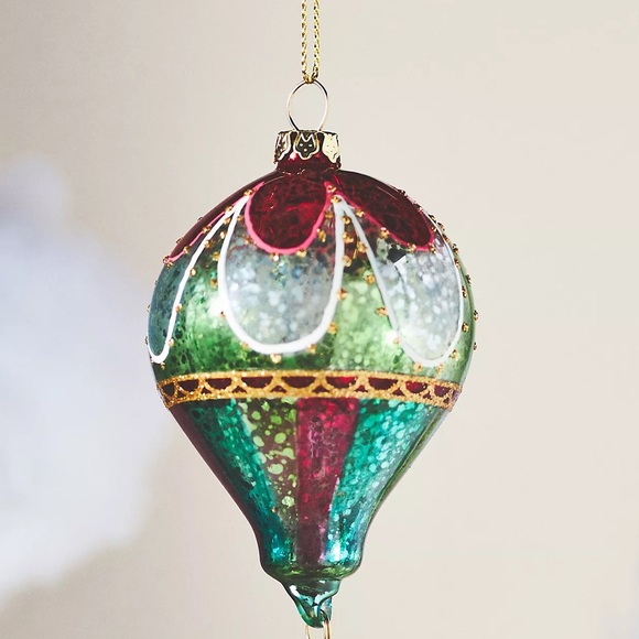 Anthropologie Other - Anthropologie Hot Air Balloon Glass Monogram Christmas Tree Decoration